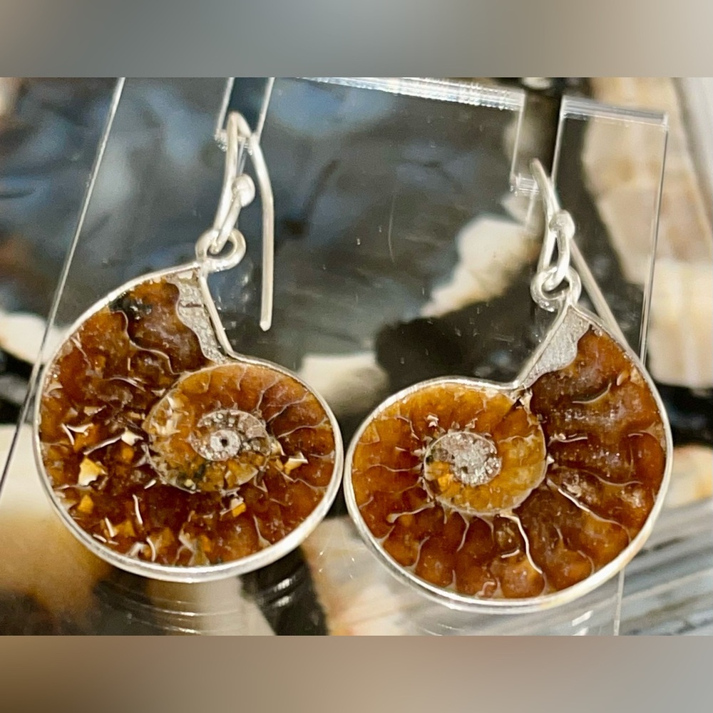 “Guidance Stone” Ammonite Earrings 1 1/2”